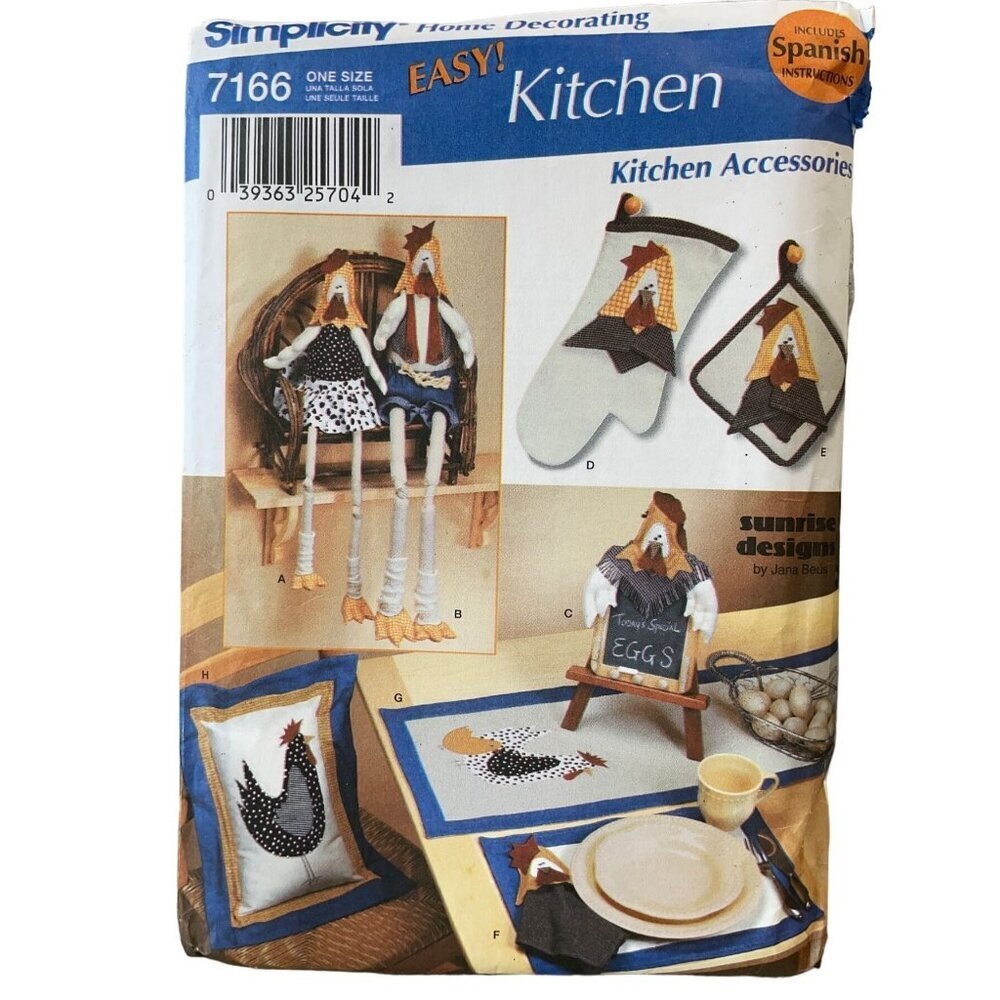Simplicity‎ Sewing Pattern 7166 Rooster Theme Kitchen Accessories